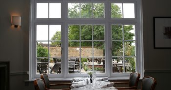 Timber casement windows in restaurant Timber casement windows in restaurant