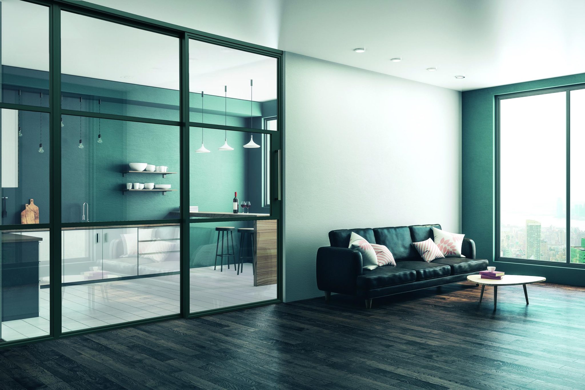 AluSpace used to partition a kitchen in the home